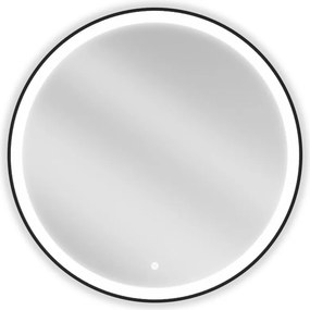 Mexen Esso specchio da bagno illuminato, rotondo 80 cm, LED 6000K, antiappannamento, cornice nera - 9825-080-080-611-70