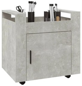 Carrello scrivania grigio cemento 60x45x60 cm legno multistrato