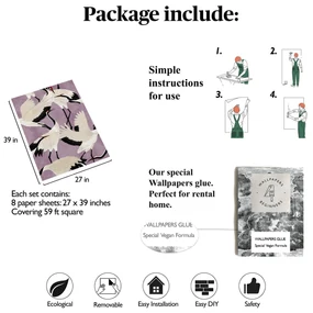 Carta da Parati Carta da Parati Aironi Lilla 15€/mq | Spedizione Gratuita | Carta Da Parati Camera Da Letto | Carta Da Parati Bagno | Carta Da Parati