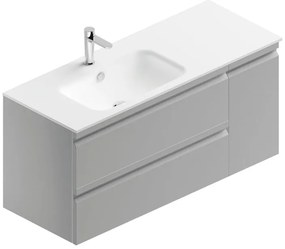 Mobile sottolavabo e lavabo Pull per vasca a sinistra grigio artico opaco in mdf L 120 x H 56 x P 46 cm, 1 anta 2 cassetti