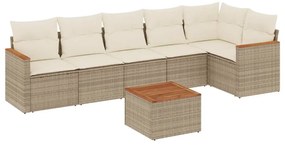 Set divani da giardino 7 pz con cuscini beige in polyrattan