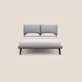 Astrid letto imbottito con piedi in legno in microfibra smacchiabile T11 grigio
