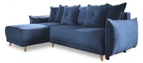 Divano letto angolare in velluto a coste blu scuro (variabile) Lazy Lukka - Miuform
