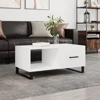 Tavolino da Salotto Bianco Lucido 90x50x40 cm Legno Multistratocod mxl 104077