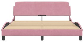 Giroletto con testiera rosa 160x200 cm in velluto