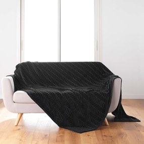 Copriletto nero in microflanella 180x220 cm Arya – douceur d'intérieur