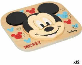 Puzzle di Legno per Bambini Disney Mickey Mouse + 12 Mesi 6 Pezzi (12 Unità)