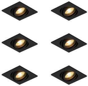 Set di 6 faretti da incasso moderni neri regolabili - Club