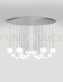 Oto sospensione cha bianco rigadin nickel satinato 9 luci attacco g9