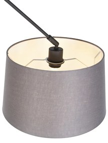 Lampada a sospensione nera con paralume in lino grigio scuro 35 cm - Blitz