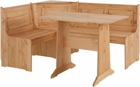 Set di panca angolare e tavolo da pranzo in legno di pino massiccio Samantha - Støraa