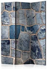 Paravento Pietra zaffiro (3 parti) - sfondo murario nei toni del blu