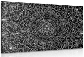 Quadro su tela – Mandala decorativa dettagliata in bianco e nero