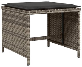 Set da pranzo da giardino 11pz con cuscini in polyrattan grigio