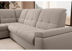 Divano angolare beige allungabile/con contenitore (con penisola a sinistra/a L) e rivestimento in velluto Sado – ELTAP