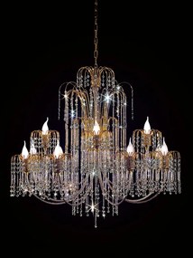 12-light chandelier polished gold and crystal - 405/8+4 - Royal Crystal - Arredo Luce Cromo