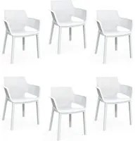 Set 6 Sedie da Giardino 61x54x79h cm Keter Elisa Chair Bianco