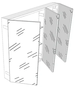 Pensile bagno Easy colore su ordinazione, 3 ante apertura da sinistra P 20 x L 95 x H 75 cm