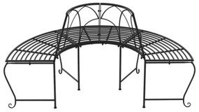 Panchina per Albero Semi Circolare Ø159 cm Nera in Acciaio
