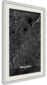 Poster  City Map: Brussels (Dark)  Cornice Quadri Cornice nera, Larghezza x Altezza Home decor 20x30