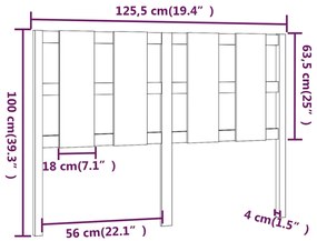 Testiera per Letto Bianca 125,5x4x100 cm Legno Massello di Pino