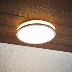 Lindby Lampada LED da soffitto Lyss bordo cromato IP44