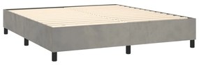 Letto a molle materasso e led grigio chiaro 160x200 cm velluto