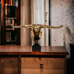 Decorazione da tavolo 25x41x20 cm in resina con patina dorata