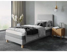 Letto singolo imbottito grigio chiaro con griglia 90x200 cm - Cosmopolitan Design