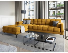 Divano angolare in velluto giallo, angolo sinistro Bali - Cosmopolitan Design