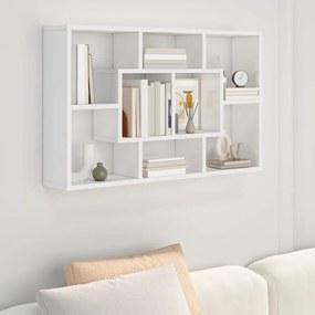 Scaffale Parete Bianco Lucido 85x16x52,5 Cm Legno Multistrato /