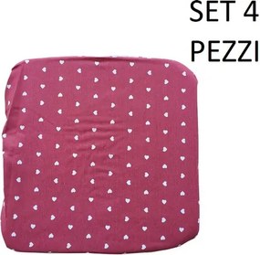 Cuscino Coprisedia Mollettone imbottito con fascia elastico ROSSO FANT.CUORE SET 4 PEZZI