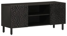 Mobile Porta Tv Nero 105x33x46 Cm İn Legno Massello Di Mango /