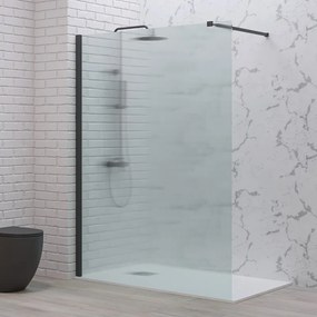 Doccia walk in 120 con profilo nero e vetro scanalato fluted | KW-100BFL - KAMALU