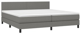 Letto a molle materasso e led grigio scuro 200x200cm in tessuto