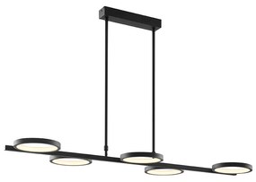 Lampada a sospensione moderna nera con LED dimmerabile a 3 livelli 5 luci - Vivé