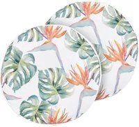 Set di 2 cuscini da giardino in poliestere multicolore 40 cm Motivo a foglie di Monstera rotondo Design moderno Cuscino decorativo