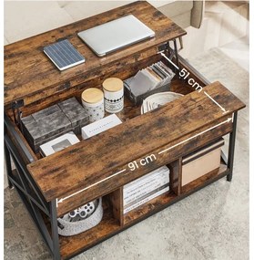 Tavolino da salotto con piano sollevabile NYRO marrone/nero