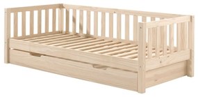 Letto da bambini di colore naturale in pino massiccio con rete inclusa 90x200 cm Fritz – Vipack