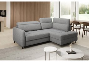 Divano angolare grigio allungabile/con contenitore (con penisola a destra/a L) e rivestimento in velluto Barea – ELTAP