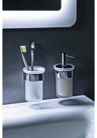 Gedy - Portaspazzolino a parete PIRENEI bianco latte vetro/cromo lucido