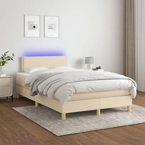 Letto A Molle Con Materasso E Led Crema 120x200cm İn Tessuto /