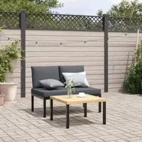 Set Divani da Giardino 2 pz con Cuscini in Alluminio Nero 3283703