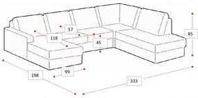 Divano angolare marrone chiaro (con penisola a destra/a U) con rivestimento in ciniglia Fabian – Scandic
