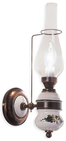 Applique Classica Pompei Ottone E Ceramica Nero Sfumato Rame 1 Luce E14