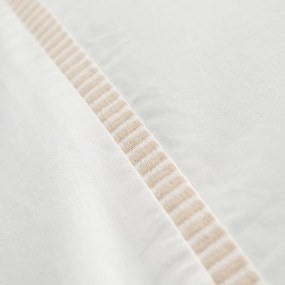 Set copripiumino e federa bianco/beige in percalle di cotone per letto singolo 135x200 cm Contrast Trim – Bianca