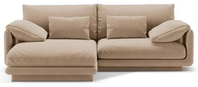 Divano angolare beige (con penisola a sinistra/con chaise lounge) con rivestimento in velluto Torino – Micadoni