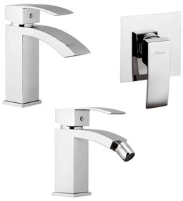 Set miscelatori con doccia a incasso lavabo e bidet in ottone cromato Mariani linea Marte