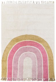Tappeto cotone beige e rosa 140 x 200 cm TATARLI Beliani