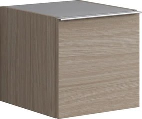 Base laterale Pixel con anta Plain olmo Rousseau e maniglia alluminio brillante L.40 H.40 P.45,5 cm.